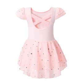 Tutu. kk Girls Ballet Leotards with Sparkly Glitter Skirts Toddler Ballerina Outfit Crisscross Back Dance Dress Pink 2-3T