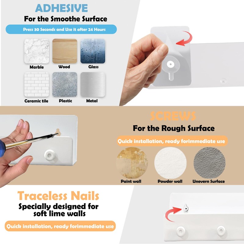 Echehi 5 Hooks Metal Key Holder with Shelf, 3 Way