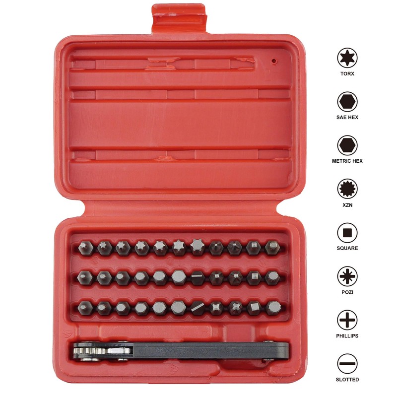KAIFNT K402 Screwdriver Bit Set with Mini Ratchet Wrench, 1/4-Inch