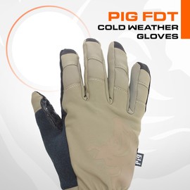PIG Full Dexterity Tactical Cold Weather Gloves, Insulated, Touchscreen Compatible, Silicone Grip, for Shooting, 1 Pair, Coyote Brown, Large