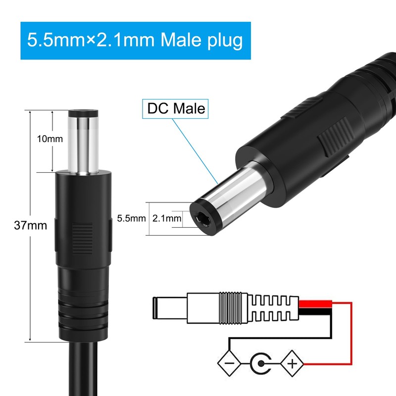 Male to Male DC Cable 12V Power Extension Cord 5.5mm