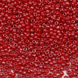 Bala&Fillic Red Pearl Color 3mm Seed Beads About 3600pcs/100Grams in Bag, 8/0 Glass Craft Beads for Making Bracelet and Necklace (Red Pearl)