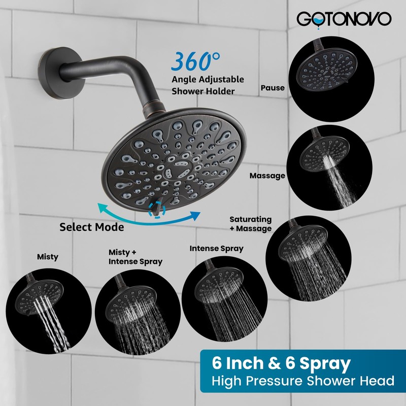 gotonovo Shower Faucet Set Bathroom Shower Head and Handle Set