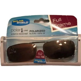 SolarShield Solar Shield Clip-On Polarized Sunglasses, 52 REC 15 (BROWN) Rimmed.