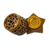 Resin Incense Burner with Metal Insert Bowl, Geometric Cut Out