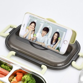 Lunchbox aus 304 Edelstahl,Lunchbox mit 4 Fächern,mit Gabel und Löffel,mit Dessertbecher,1500-ml-Bento-Lunchbox,Brotdose,Warmhaltebox für Essen,Frühstücksbox,zum Wandern/Reisen/Schule/Büro (Grün)