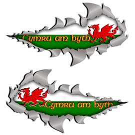 Medium size Welsh Metal Rip Open Sticker