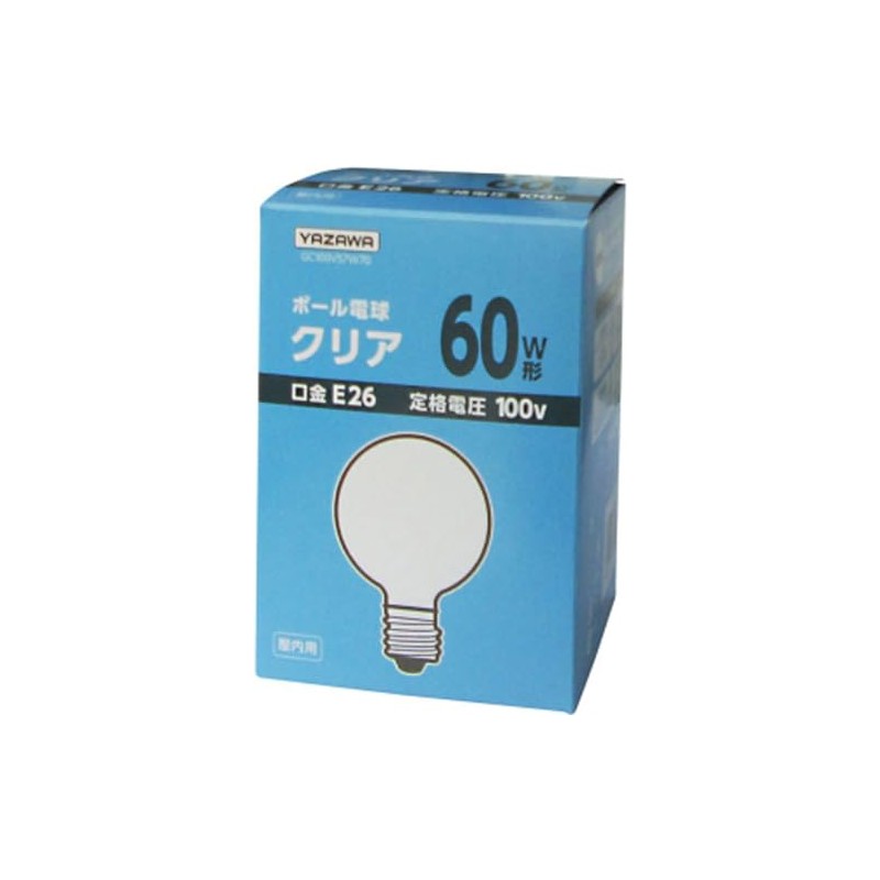 Yazawa Corporation GC100V57W70 Ball Bulb, 60W Shape, Diameter 2.8 inches