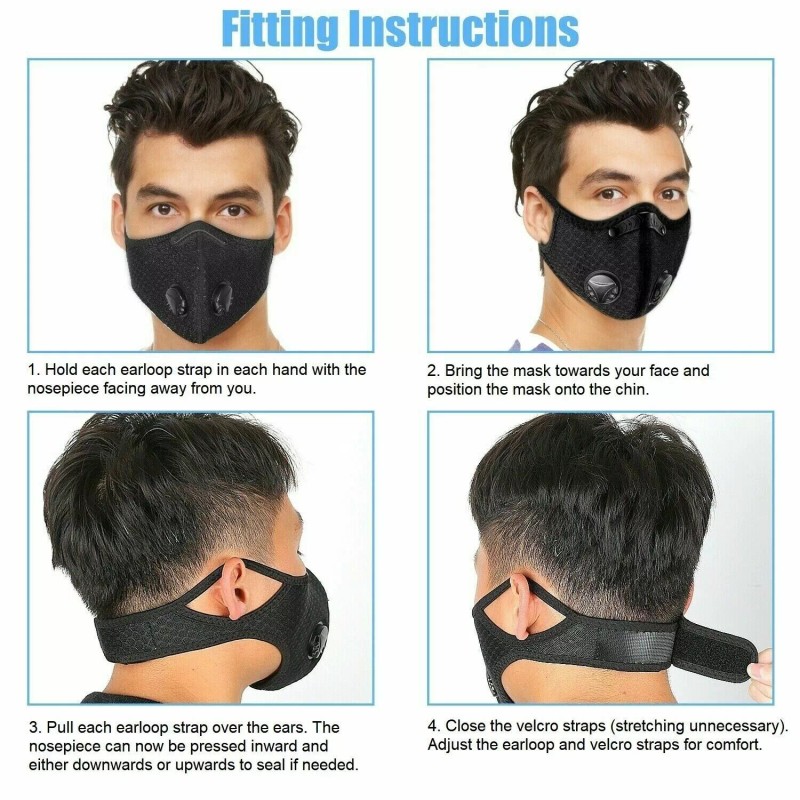 Unbranded USA Activated Carbon Air Purifying Face Mask Cycling Reusable