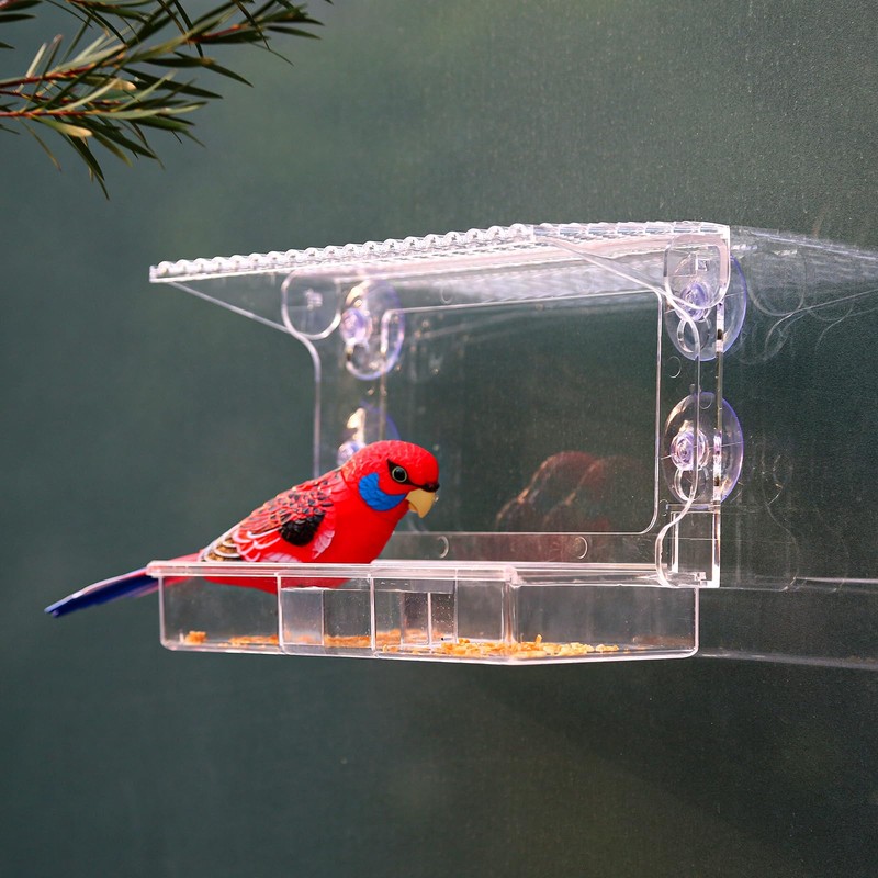 Window Bird Feeder with Strong Suction Cups – Flat-Tile Roof
