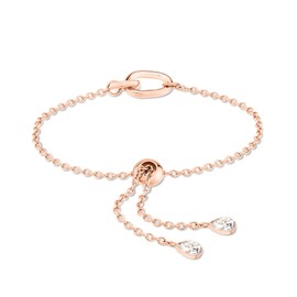 ECHTZEIT Like Diamonds Bracelet with Infinity Pendant Made of Stainless Steel – Individually Adjustable with High-Quality Drawstring Clasp, Stainless steel 14 carat rose gold plated, Cubic Zirconia