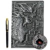 3D Dragon Vintage Diary + Pen Set, A5 Lined Notebook,