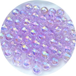 Tingoons 700 PCS 6mm Acrylic Round Beads Clear AB Colors Bubble Spacer Beads Loose Craft Beads for DIY Jewelry Making Bracelet Necklace Earring Ornament Wind Chimes Key Chains(Light Purple AB)