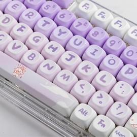 Gliging Keycaps 142 Keys Purple Rabbit Cute MOA Profile Dye-Sublimation for Cherry MX Switches Mechanical Keyboard