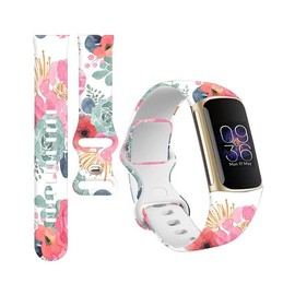 PLKTJOSA Compatible with Charge 6/Charge 5 WatchBands for Women Men,Elastic Adjustable Wristbands,Breathable Sport Band Soft Waterproof Health Tracker (Vintage Flower)