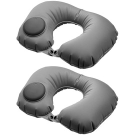 PEARL Car Neck Pillow: Set of 2 Ultralight Travel Neck Pillows with Integrated Air Pump (Inflatable Neck Pillow, Neck Pillow for Travel, Inflatable)