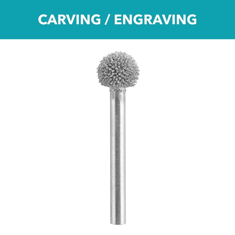 Structured Tooth Tungsten Carbide Cutter, 5/16" Dia. Ball, 1/8" Shank