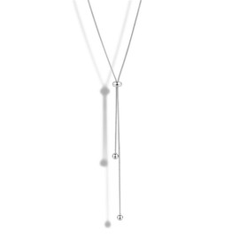 Yecomsy Y Chain Adjustable Long Necklace Tassel Dress Sweater Chain Y-shaped Necklace-Silver