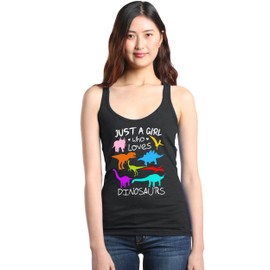 shop4ever® Just A Girl Who Loves Dinosaurs Dino Women's Racerback Tank Top X-Large Heather Black 0