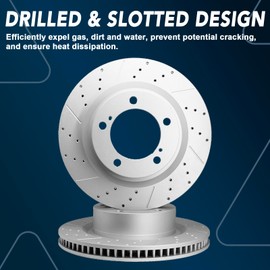 Autoclub Front 11.54 in Brake Rotors & Wheel Bearing Hubs for 2008-2014 Subaru Impreza, 2009-2014 Forester, 06-14 Legacy, 06-09 Outback, 13-14 XV Crosstrek Replacement Drilled and Slotted Brakes Kit