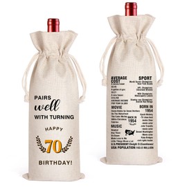 LANBAIHE 70th Birthday Gifts for Her,70th Birthday Gift for Women Men, 70 Years Old Birthday Gifts Wine Bag, 70th Birthday Decorations Party Supplies-1954 Birthday (70 BIRTHDAY)