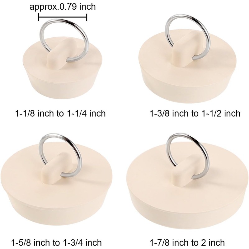4Pcs Universal Sink Plug Replacement - Rubber Bath Plug -