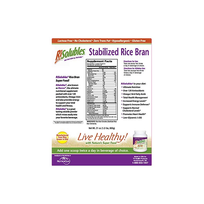 Stabilized Rice Bran Powder (Manna) 1.3 Lbs 600g As Seen