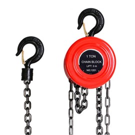 glorousamc Manual Chain Hoist | 1 Ton/2000 lbs Capacity | 10' Lift | 2 Hooks | Manual Hand Lift Steel Chain Block Hoist (1T-Red)