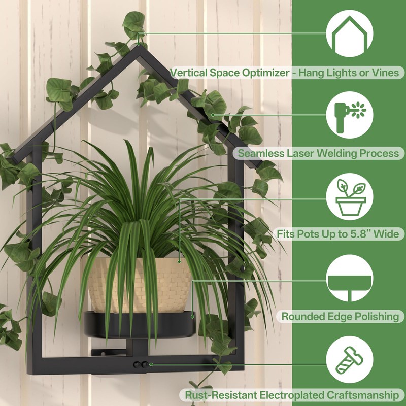 DTUQYX Wall Planters for Indoor Plants with Lights, 2 Pack