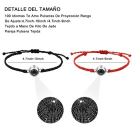 SUNSH Couple Bracelet, Couple Relationship Bracelet, Fern Love Bracelet, I Love You 100 Language Projection Bracelet, Gift for Boyfriend/Girlfriend/Wife/Husband/Couple, Valentine's Day/Birthday, Black