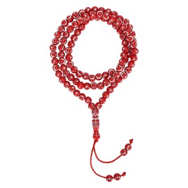 Muslim Rosary Beads, Muslim Bracelets Islamic Worship Prayer Tool 99 Grains Resin Gilding Religious Article(Red)