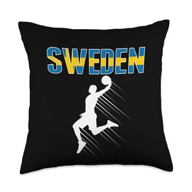 G2T Sweden Summer Sports Basketball Sweden Basketball Fans Jersey-Swedish Flag Slam Dunk Sport Throw Pillow, 18x18, Multicolor