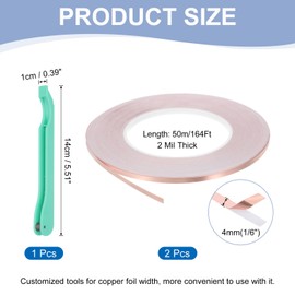 PATIKIL Copper Foil Tape, 2 Roll 1/6" x 164Ft Stained Glass Foil Hand Foiler Solder Supplies with Lead Foil Tools Kit for DIY Craft Stained Glass Soldering Electrical Repairs, Green