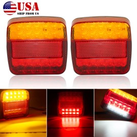 Unbranded 2x Waterproof Rear Led Submersible Trailer Tail Lights Kit Boat Marker Truck