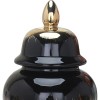Homeroots 14" Black And Gold Abstract Urn Ceramic Ginger Jar