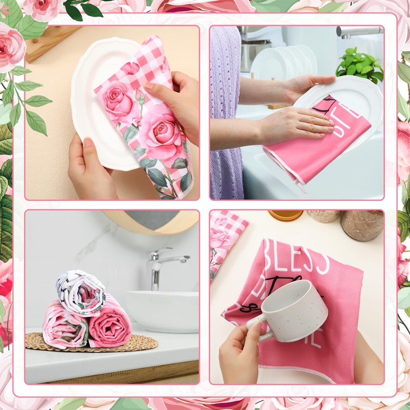 VitalCozy 6 Pcs Lavender Summer Kitchen Towel Set Funny Housewife