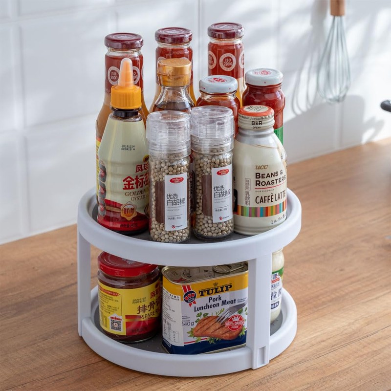 2 Tier 10 Inch Non Skid Spice Rack Turntable, 25cm