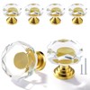 POZEAN Crystal Glass Cabinet Drawer Knobs, 6 Pack Glass Crystal