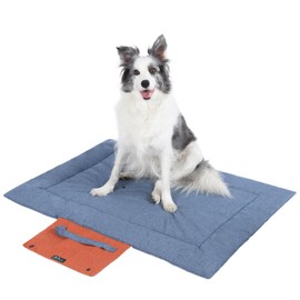 Outdoor Foldable Dog Mat Durable Teflon-Coated Oxford Material Waterproof Thin Dog pad Travel-Friendly Machine Washable Design for Camping/Car (Blue, Medium (39.4 * 28.3 * 1.57 in))