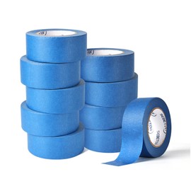 10 Rolls Painters Tape 2 inch Bulk Painter Tape Blue Wide Roll, Blue Masking Tape, 2 Inches x 55 Yards for General Purpose Wall Painting, Home Improvement