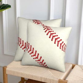 Football Pillow Covers, 18 x 18 Inch Set of 2 American Footballs Game Time Throw Pillow Case for Sofa Couch (Baseball)