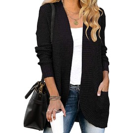 Jhsnjnr Womens Oversized Long Sleeve Cardigan Fall Chunky Knit Cardigan Sweaters Black