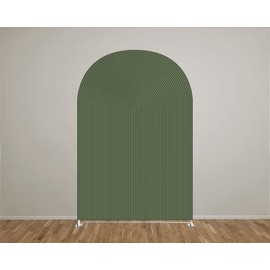 KONPON Forest Green Ripples Arched Frame Fabric Cover for Birthday Partied Double-Sided Stretchy Chiara Backdrops Arched Wall Stands Covers Arch Backdrop Cover 3x6.5ft