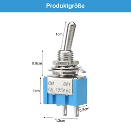 Pack of 6 Toggle Switches 12 V, 2 Pin Mini Switch 12 V, 2 Ports 2 Positions 6 A/125 V 2 Pin MTS-101 for Installation in Homes, Cars and Electrical Devices