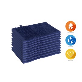 Set of 10 Elena Terry Series Washcloths, 15 x 21 cm, Navy