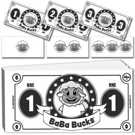 LIL ADVENTS Baba Bucks – Incentive Reward Play Money for Kids – Visually Count, Collect & Cash in - 100 Paper Sheets Total - $1 $2 $3 Bills