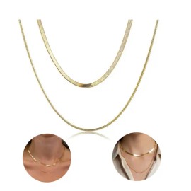 Collar Multicapa Oro 18k Acero Inoxidable 40+5cm Diseño Serpiente
