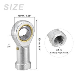 METALLIXITY Rod End Bearing (PHSB12 3/4-inch Inside Dia) 1pcs, Carbon Steel Self Lubricating Joint Rod Ends 3/4-16 Female Right Hand