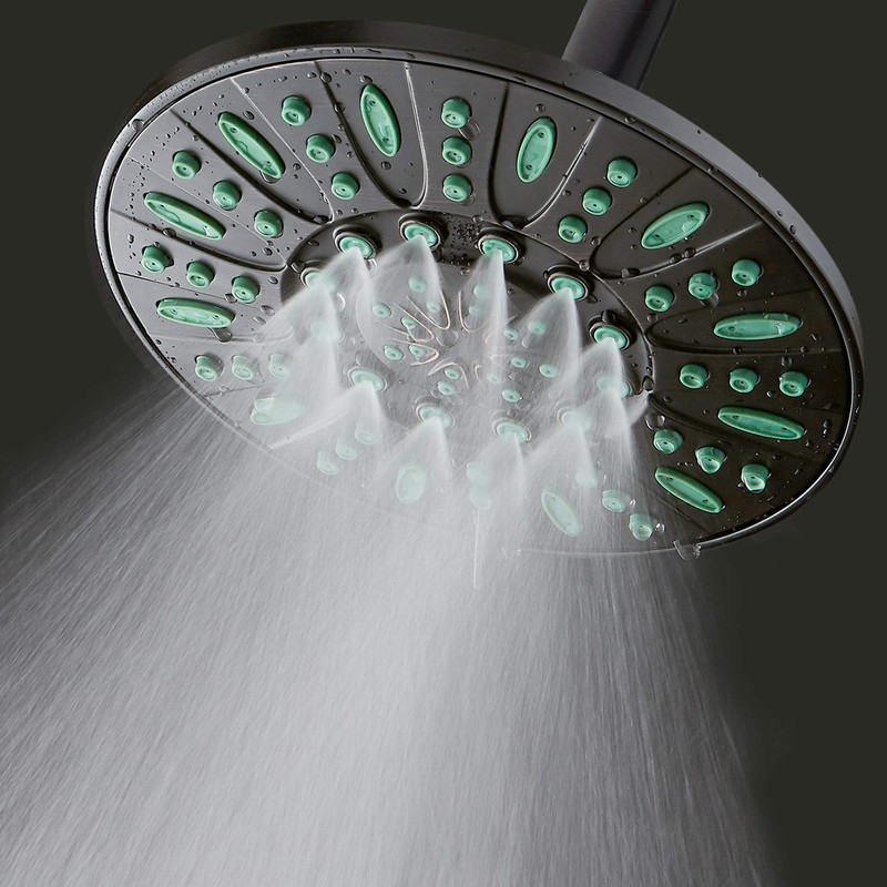 AquaDance 7-inch 6-Setting Rainfall Showerhead with Anti-Microbial Microban Protection from
