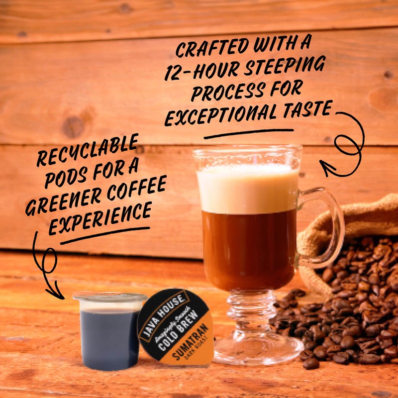 JAVA HOUSE Dark Roast Sumatran Cold Brew Pods, (6 Count)